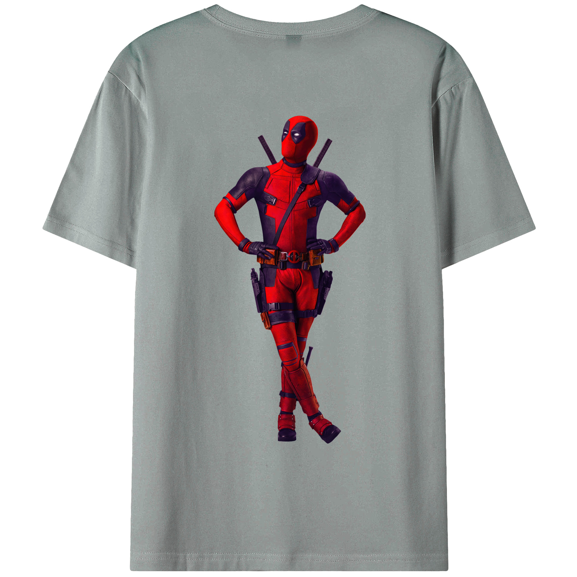 （画像用） Deadpool デッドプール 綿100％ メンズ半袖Tシャツ（バックプリント） 通気性